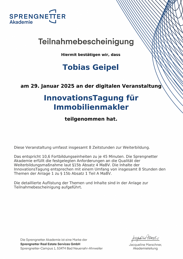 Foto Alexandra und Tobias Geipel, nahmen an der ITM InnovationsTagung für Makler teil. Themen wie Nachhaltigkeit, KI in der Baufinanzierung, rechtliche Fallstricke und Zielgruppenanalyse standen im Fokus. Unser Fazit: Der Markt wandelt sich – Weiterbildung ist entscheidend! Mehr dazu in unserem Blog. Foto Alexandra und Tobias Geipel, nahmen an der ITM InnovationsTagung für Makler teil. Themen wie Nachhaltigkeit, KI in der Baufinanzierung, rechtliche Fallstricke und Zielgruppenanalyse standen im Fokus. Unser Fazit: Der Markt wandelt sich – Weiterbildung ist entscheidend! Mehr dazu in unserem Blog.