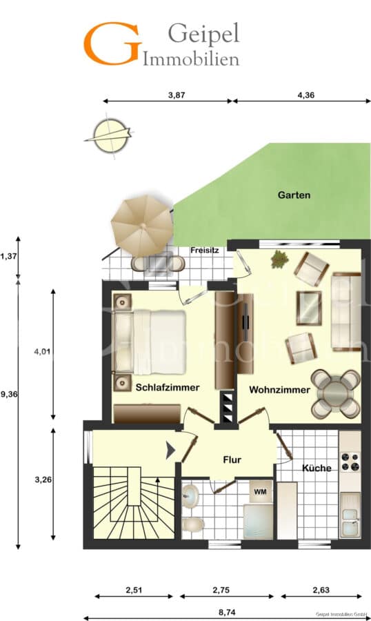 2 Zimmer-Wohnung mit Terrasse - 5821 - Grundriss